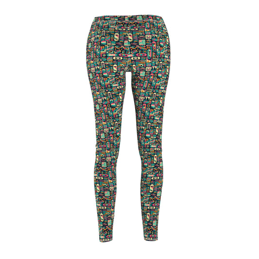 Skate Culture Revival Urban Retro Cool Women's Cut & Sew Casual Leggings - 8404 Design-61
