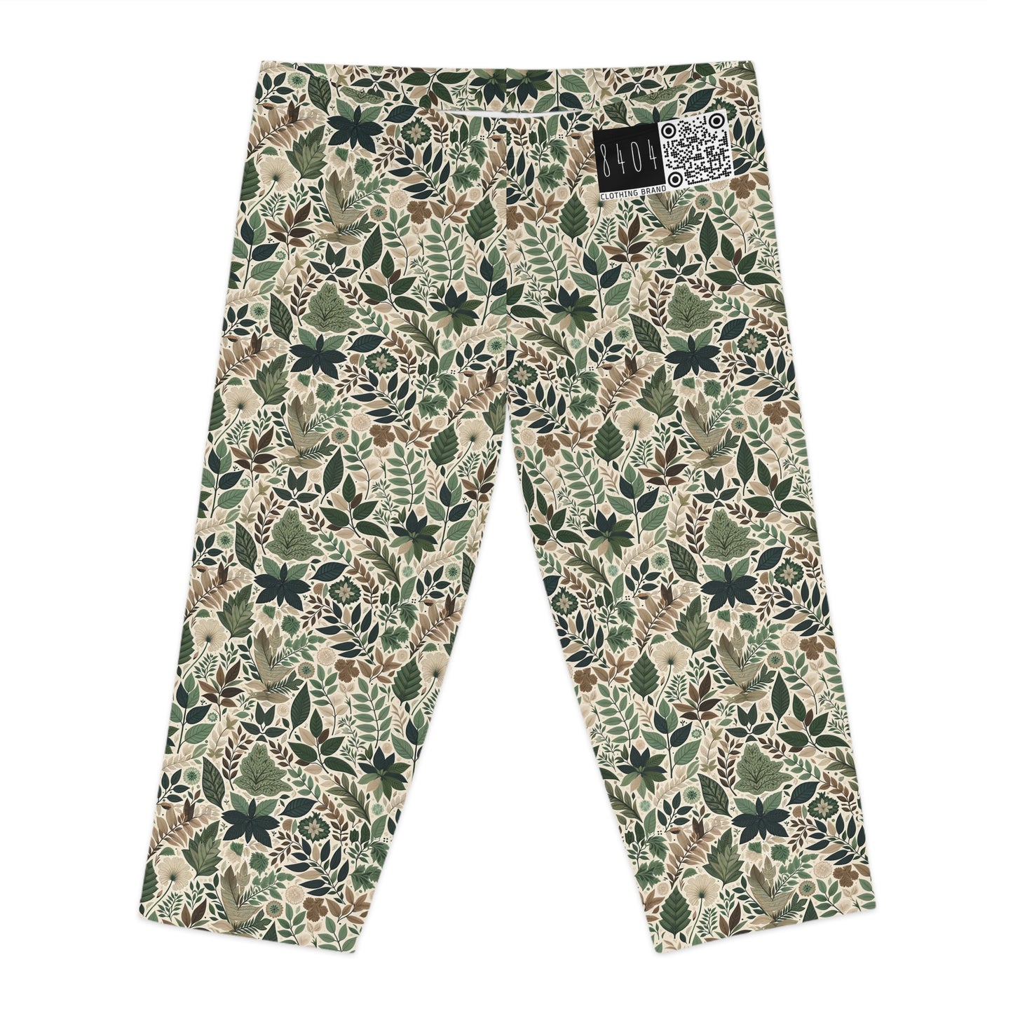 Streetwear Sustainability Environmentally Conscious Streetwear with a Natural Aesthetic Women's Capri Leggings - 8404 Design-57