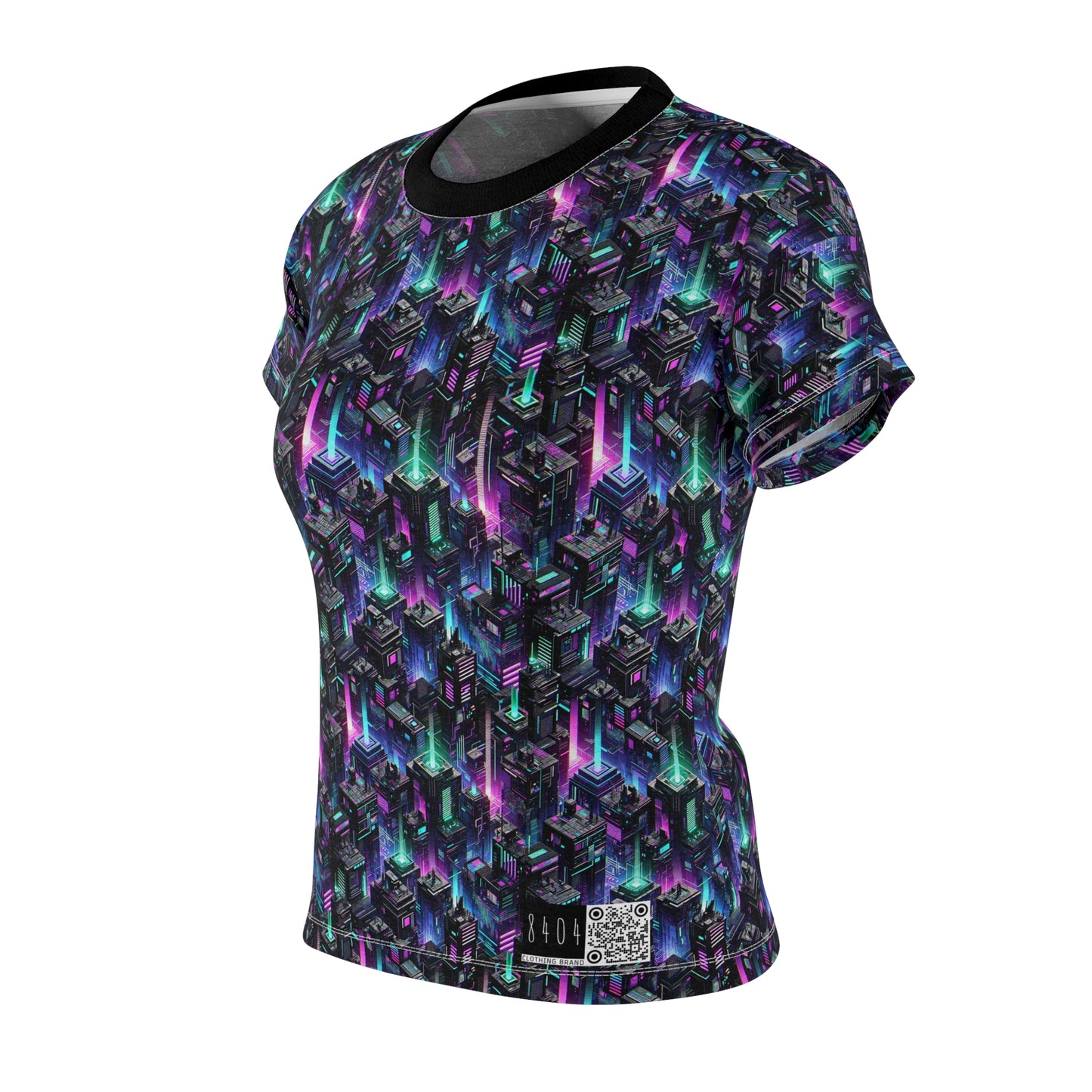 Tech Noir Graphics Futuristic Tech Aesthetics Women's Cut & Sew Tee - 8404 Design-55