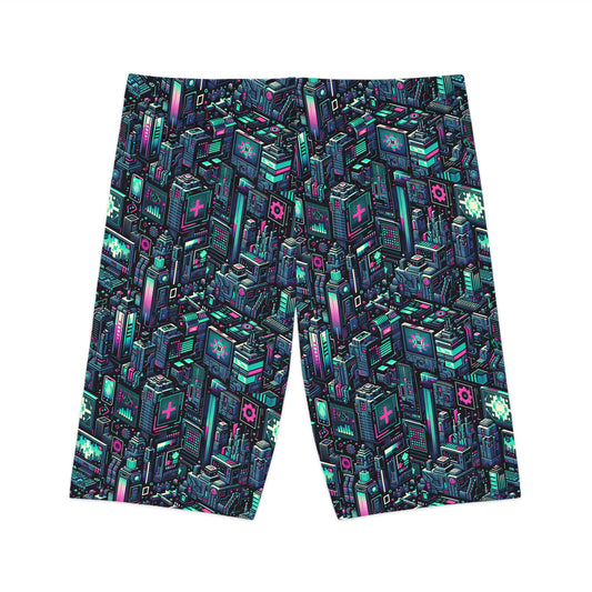 Digital Rebellion Tech-Inspired Streetwear Women's Bike Shorts - 8404 Design-58