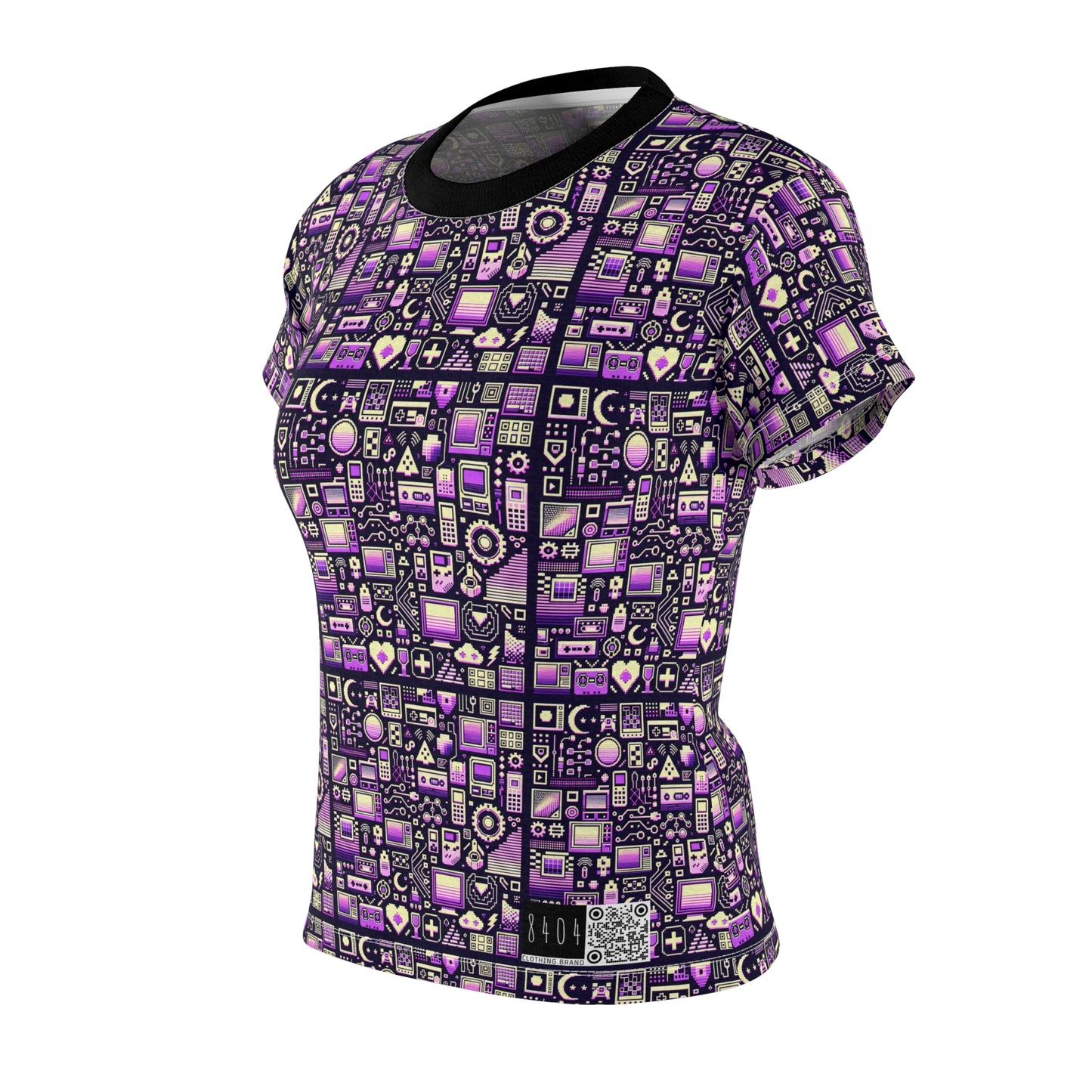 Digital Nostalgia Remix Modern Vintage Fusion Women's Cut & Sew Tee - 8404 Design-54
