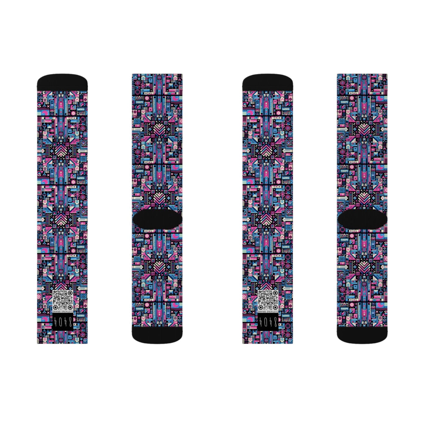Digital Rebellion Youthful Streetwear with a Rebellious Digital Twist Sublimation Socks - 8404 Design-65