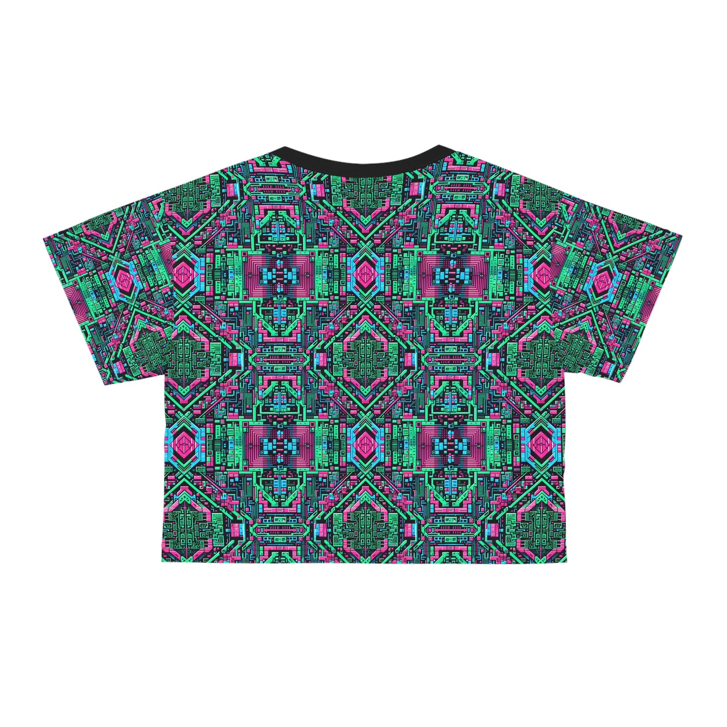 Digital Glitch Vibes Tech-Inspired Streetwear Crop Tee - 8404 Design-71