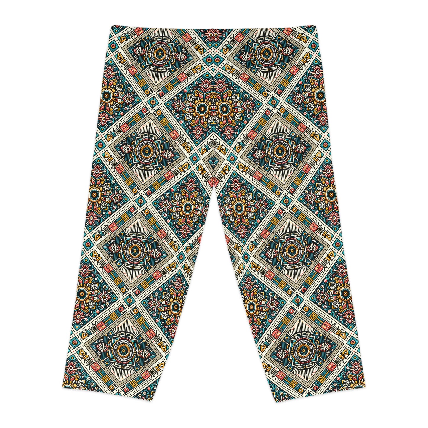 Cultural Fusion Tech Blend of Cultural Heritage With Tech-Inspired Elements Women's Capri Leggings - 8404 Design-64