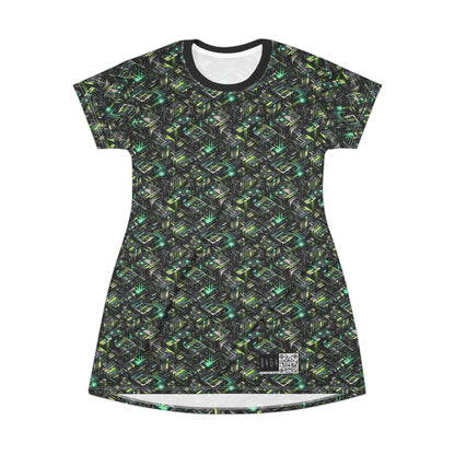 Tech-Infused Graphics Tech-Forward Streetwear T-Shirt Dress - 8404 Design-47