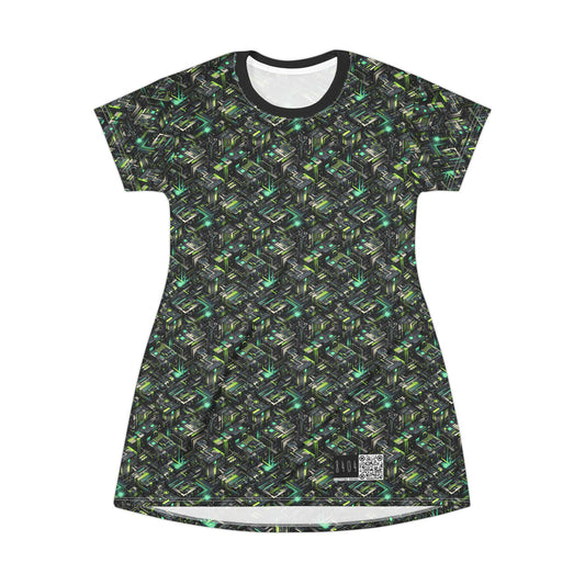 Tech-Infused Graphics Tech-Forward Streetwear T-Shirt Dress - 8404 Design-47