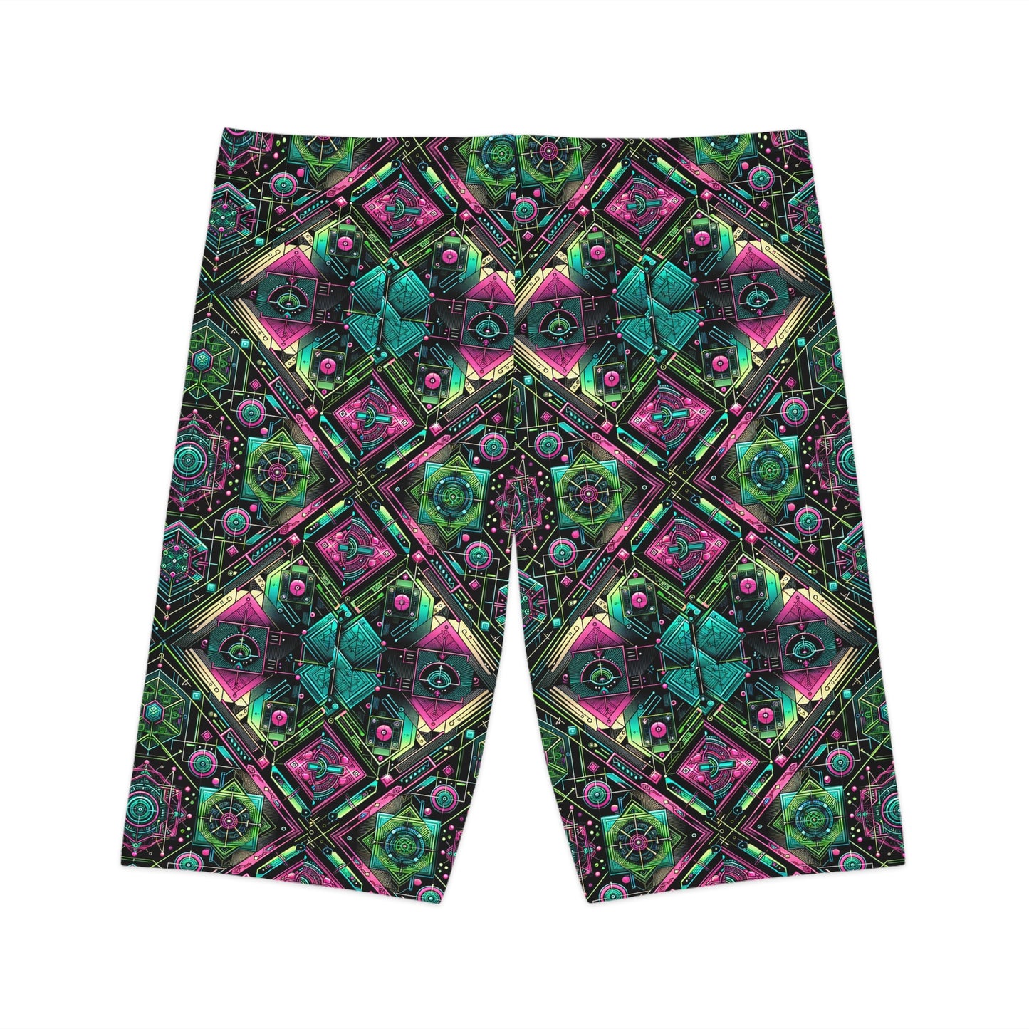 Tech-Infused Graphics Tech-Forward Streetwear Women's Bike Shorts - 8404 Design-45