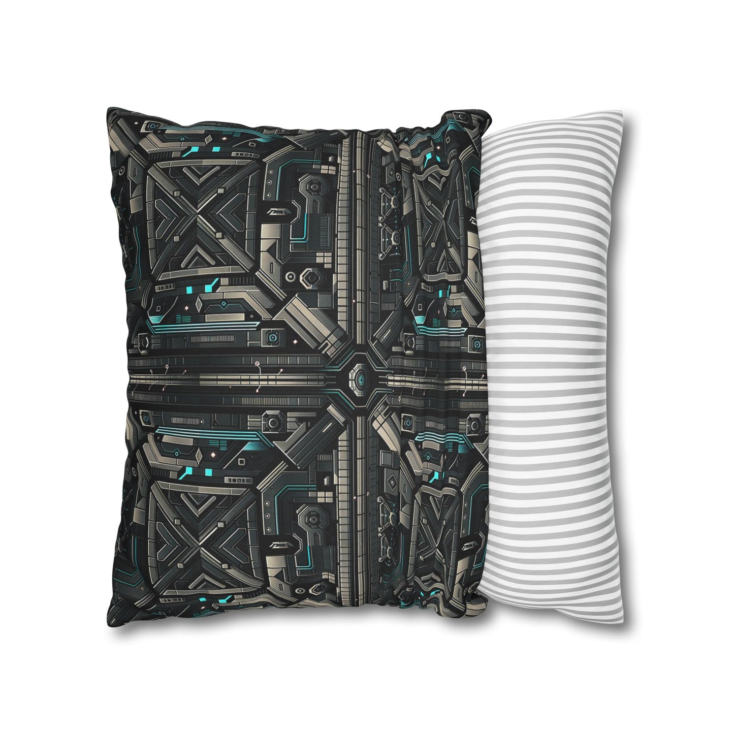 Tech Noir Futuristic Tech Aesthetic with a Dark Twist Spun Polyester Square Pillowcase - 8404 Design-59