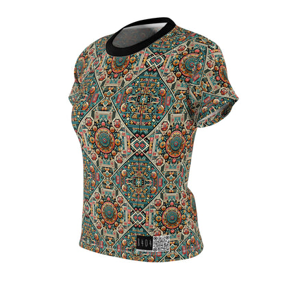 Cultural Fusion Tech Blend of Cultural Heritage With Tech-Inspired Elements Women's Cut & Sew Tee - 8404 Design-74