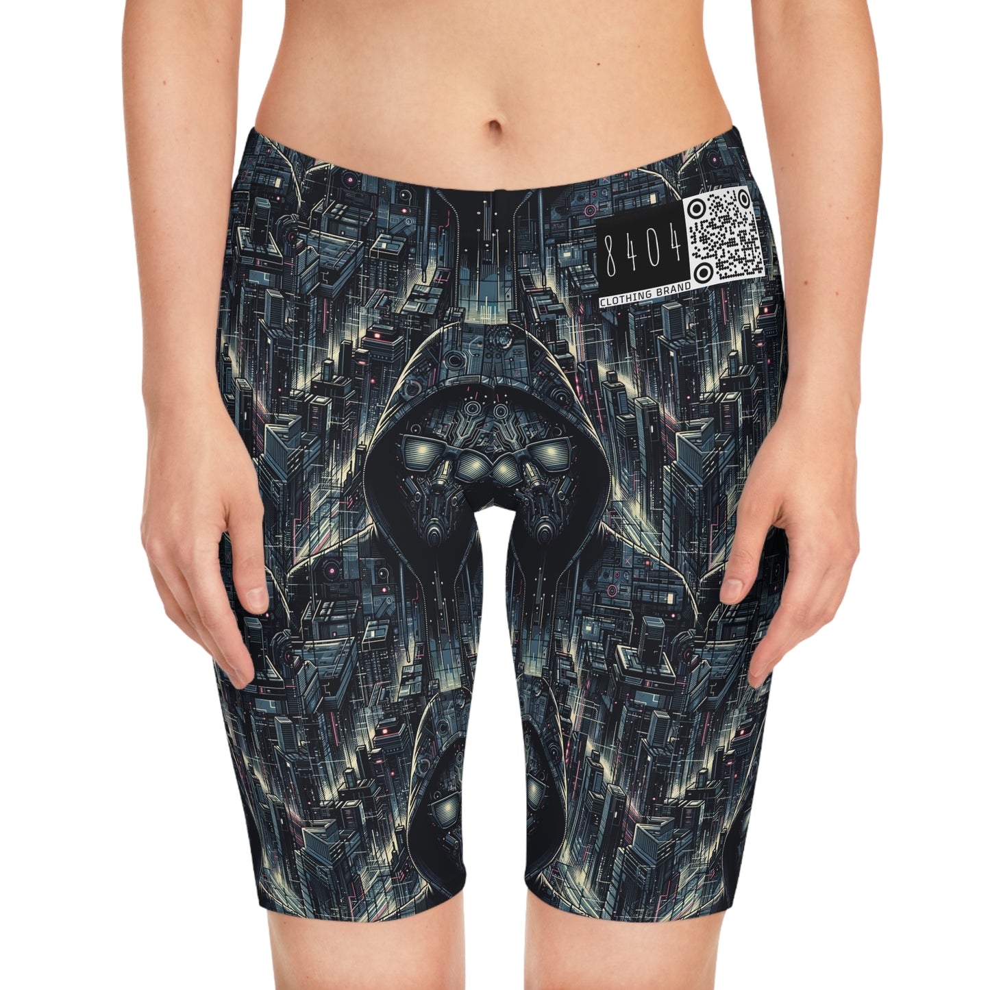 Tech Noir Aesthetics Sleek Tech Streetwear Women's Bike Shorts - 8404 Design-56