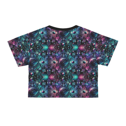 Galactic Hues Tech-Forward Cosmic Fusion Crop Tee - 8404 Design-59