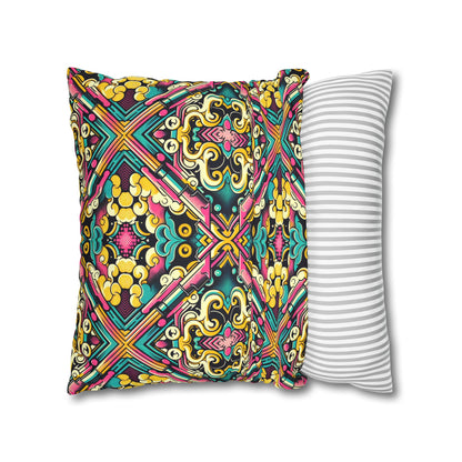 Neon Pop Art Revival Pop Culture Retro Faux Suede Square Pillowcase - 8404 Design-59