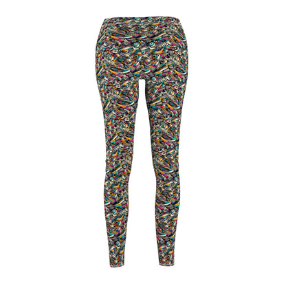 Urban Graffiti Fusion Eclectic Street Art Meets Modern Tech Culture Women's Cut & Sew Casual Leggings - 8404 Design-55