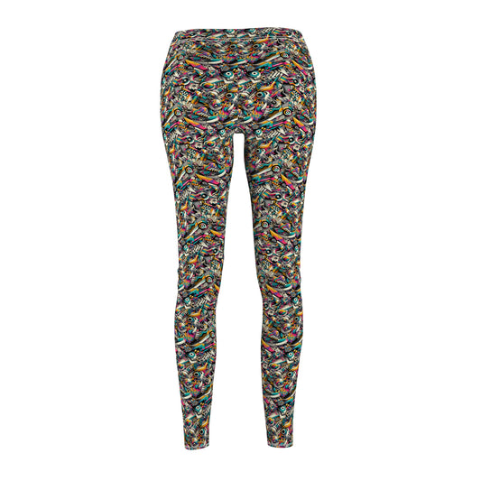 Urban Graffiti Fusion Eclectic Street Art Meets Modern Tech Culture Women's Cut & Sew Casual Leggings - 8404 Design-55