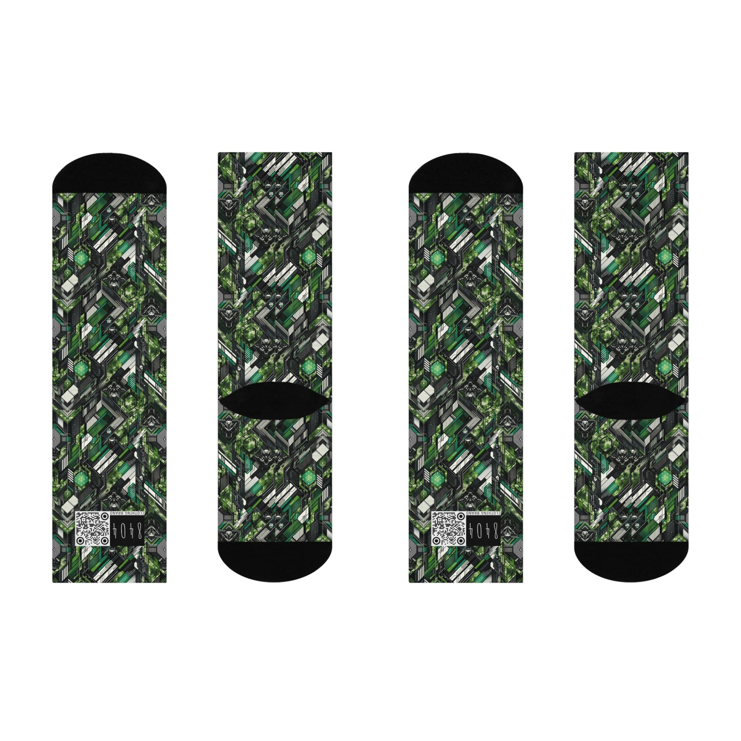 Tech Camo Fusion Tech-Forward Streetwear With a Futuristic Edge Cushioned Crew Socks - 8404 Design-58