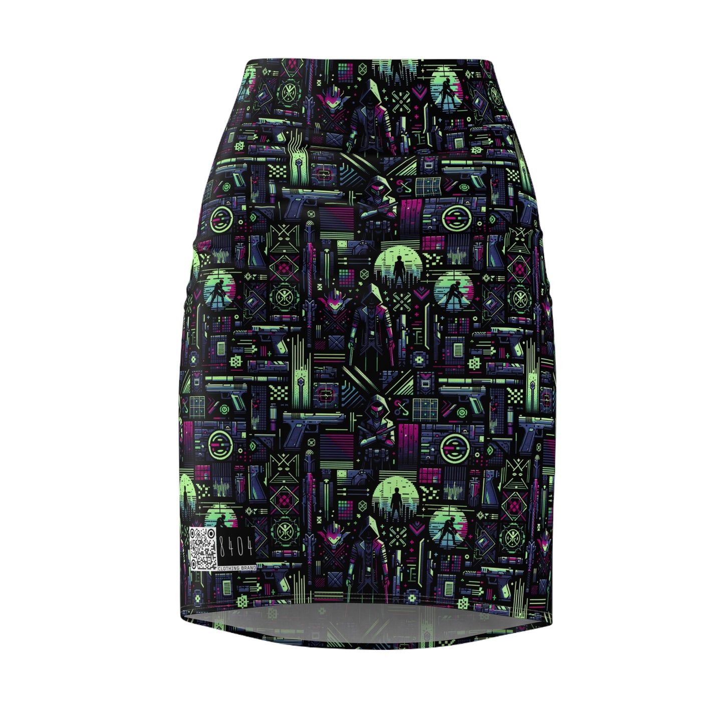 Tech Noir Futuristic Cyberpunk Women's Pencil Skirt - 8404 Design-63
