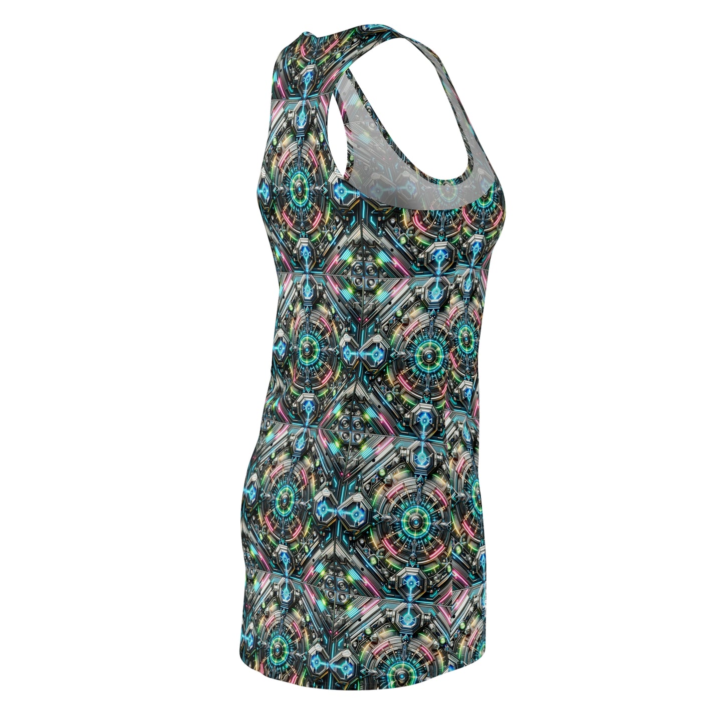 Tech-Infused Futurism Futuristic Tech Women's Cut & Sew Racerback Dress - 8404 Design-53