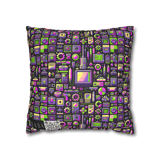 Digital Nostalgia Remix Modern Vintage Fusion Faux Suede Square Pillowcase - 8404 Design-67