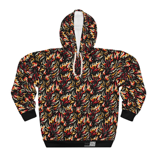 Fire & Flames Bold Streetwear Statement Pullover Hoodie - 8404 Design-60