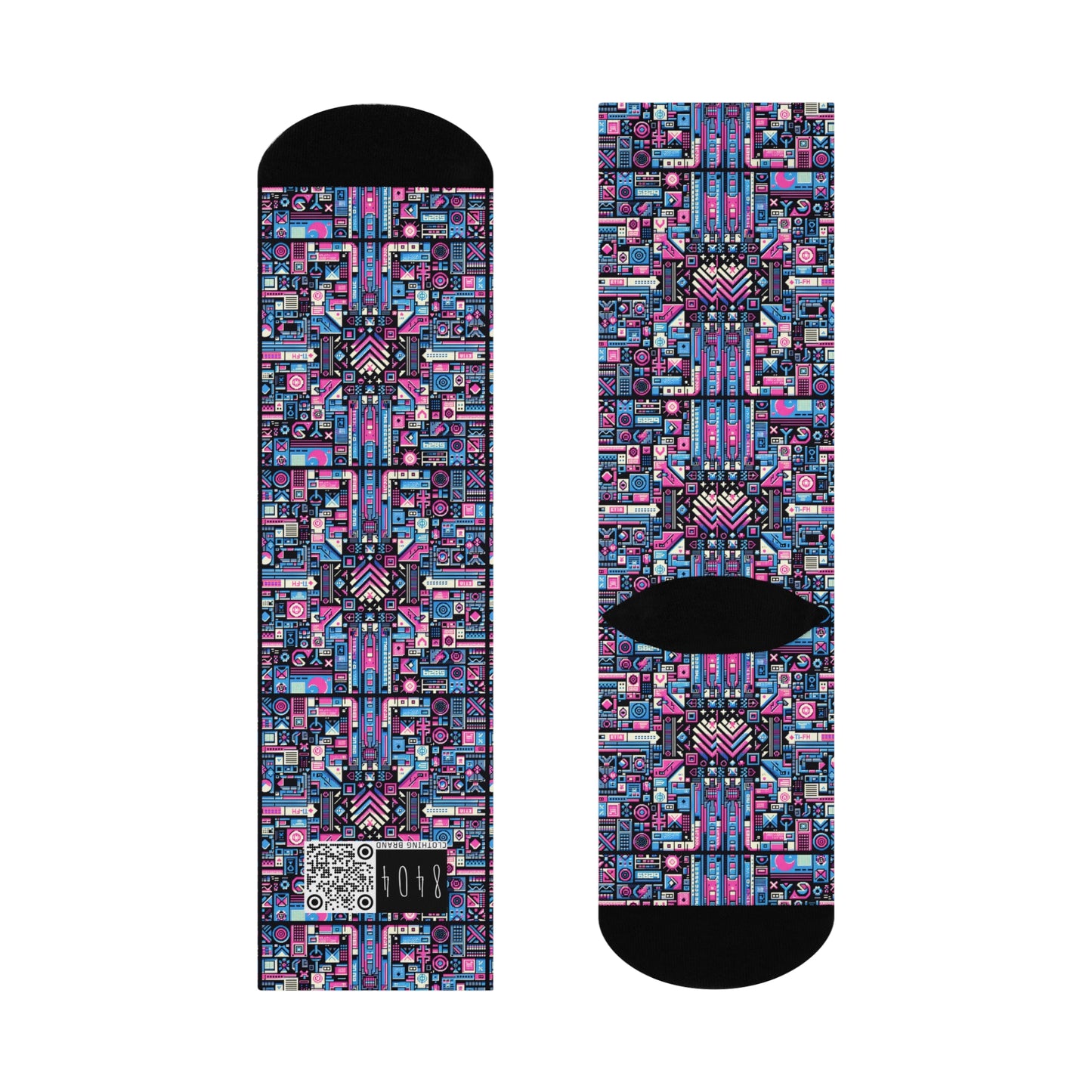 Digital Rebellion Youthful Streetwear with a Rebellious Digital Twist Cushioned Crew Socks - 8404 Design-65