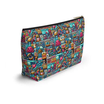Digital Pop Culture Mashup Maximalist Pop Accessory Pouch W T-bottom - 8404 Design-47