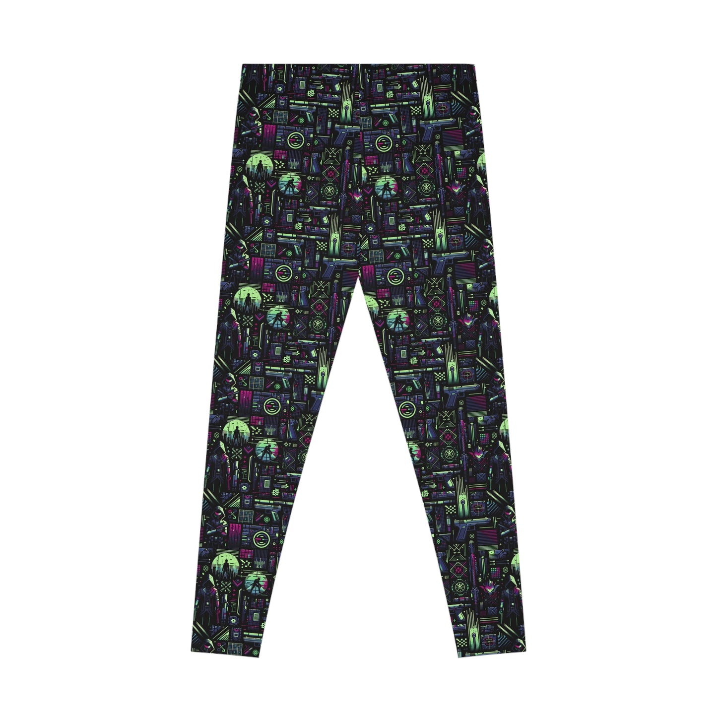 Tech Noir Futuristic Cyberpunk Stretch Leggings - 8404 Design-63