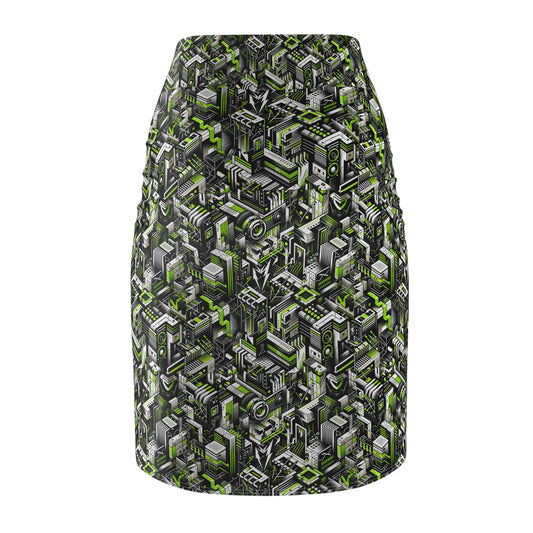 Graffiti Tech Fusion Bold Streetwear Fusion Women's Pencil Skirt - 8404 Design-53