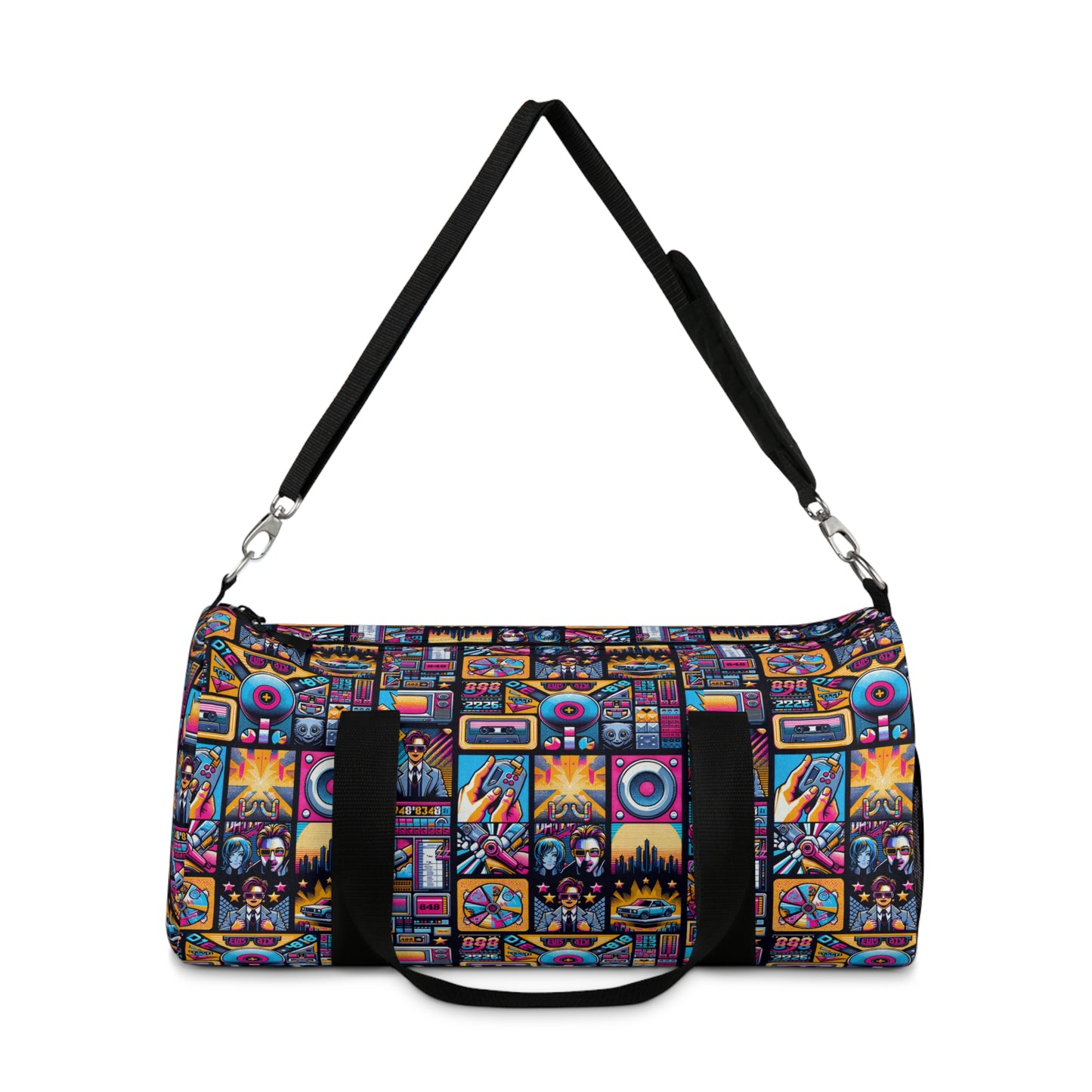 Digital Pop Culture Mashup Maximalist Pop Duffel Bag - 8404 Design-52