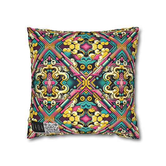 Neon Pop Art Revival Pop Culture Retro Spun Polyester Square Pillowcase - 8404 Design-59