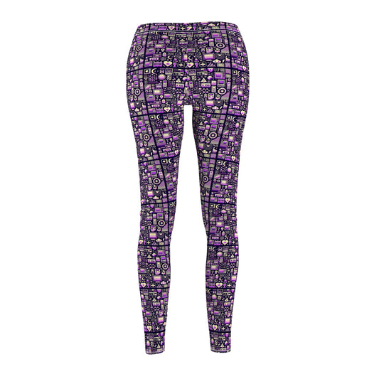 Digital Nostalgia Remix Modern Vintage Fusion Women's Cut & Sew Casual Leggings - 8404 Design-54