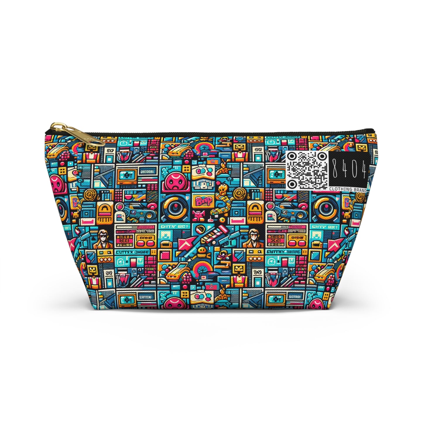 Digital Pop Culture Mashup Maximalist Pop Accessory Pouch W T-bottom - 8404 Design-47