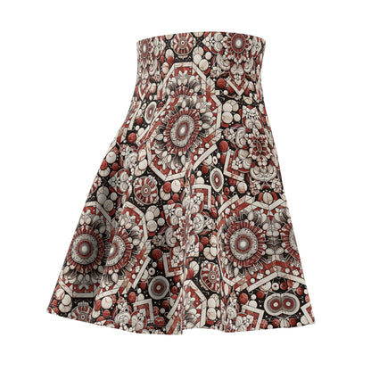 Neo Jomon Sculptural Aesthetics Artisanal Streetwear Women's Skater Skirt - 8404 Design-55