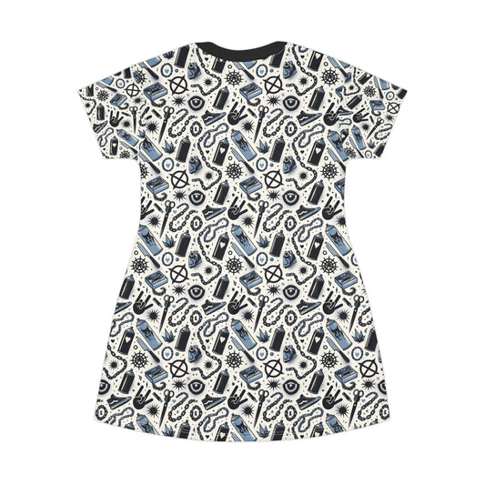 Cultural Rebellion Graphics Edgy and Rebellious With a Hint of Nostalgia T-Shirt Dress - 8404 Design-57