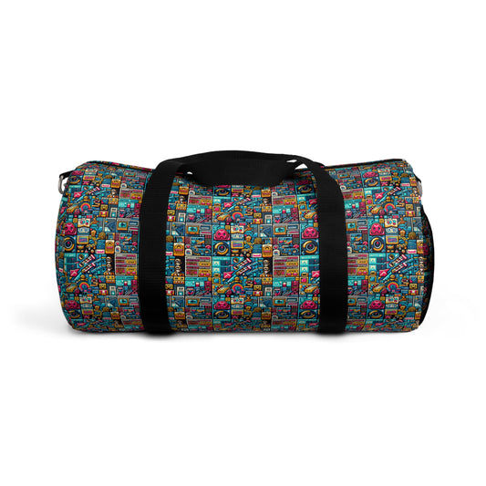 Digital Pop Culture Mashup Maximalist Pop Duffel Bag - 8404 Design-47