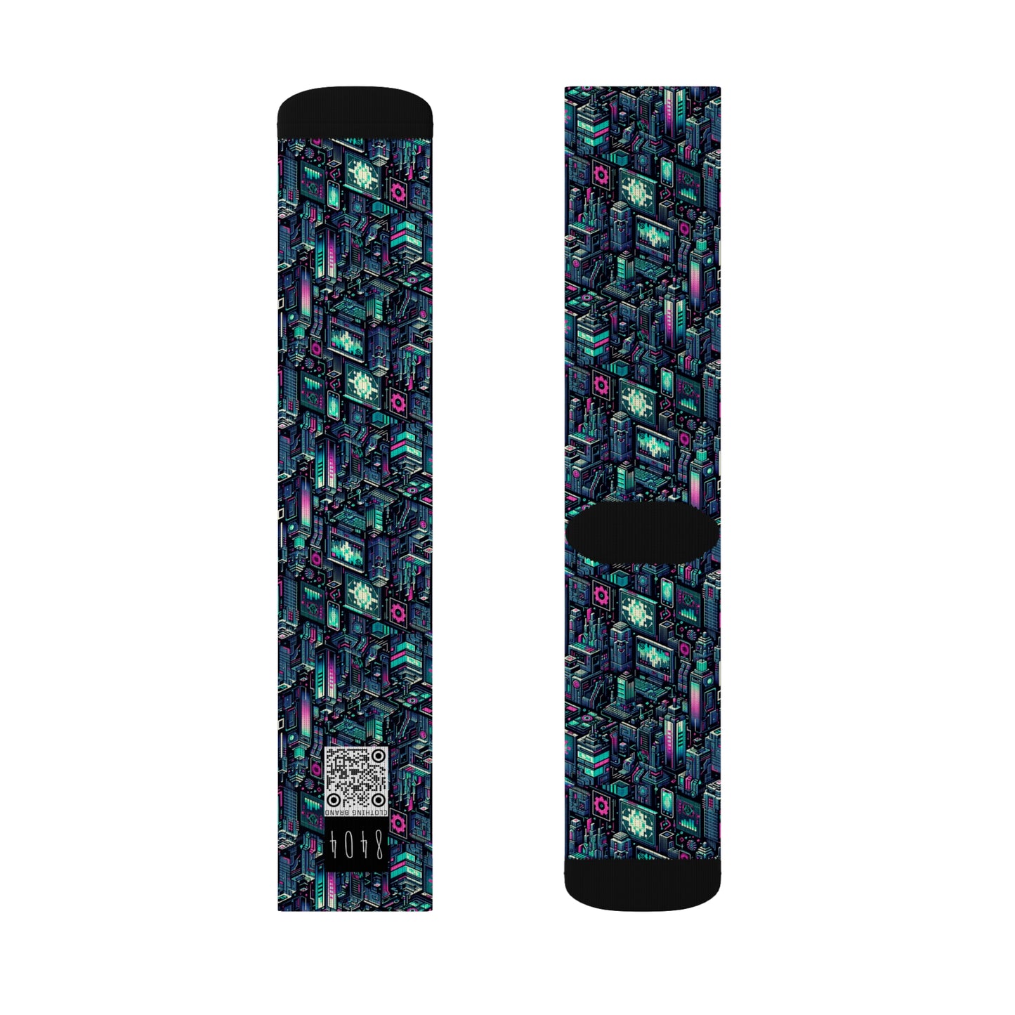 Digital Rebellion Tech-Inspired Streetwear Sublimation Socks - 8404 Design-58