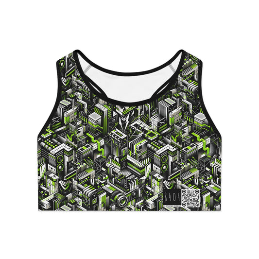 Graffiti Tech Fusion Bold Streetwear Fusion Sports Bra - 8404 Design-53