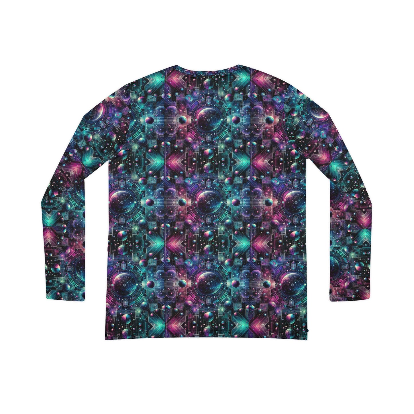 Galactic Hues Tech-Forward Cosmic Fusion Women's Long Sleeve V-Neck Shirt - 8404 Design-59