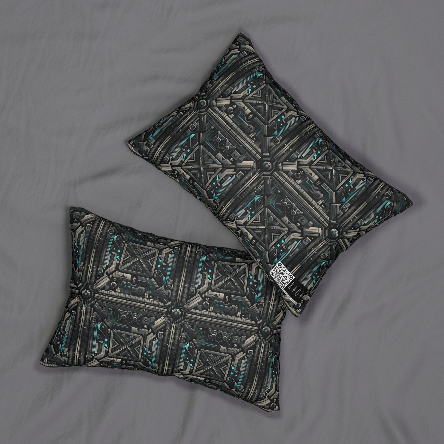 Tech Noir Futuristic Tech Aesthetic with a Dark Twist Spun Polyester Lumbar Pillow - 8404 Design-59 B