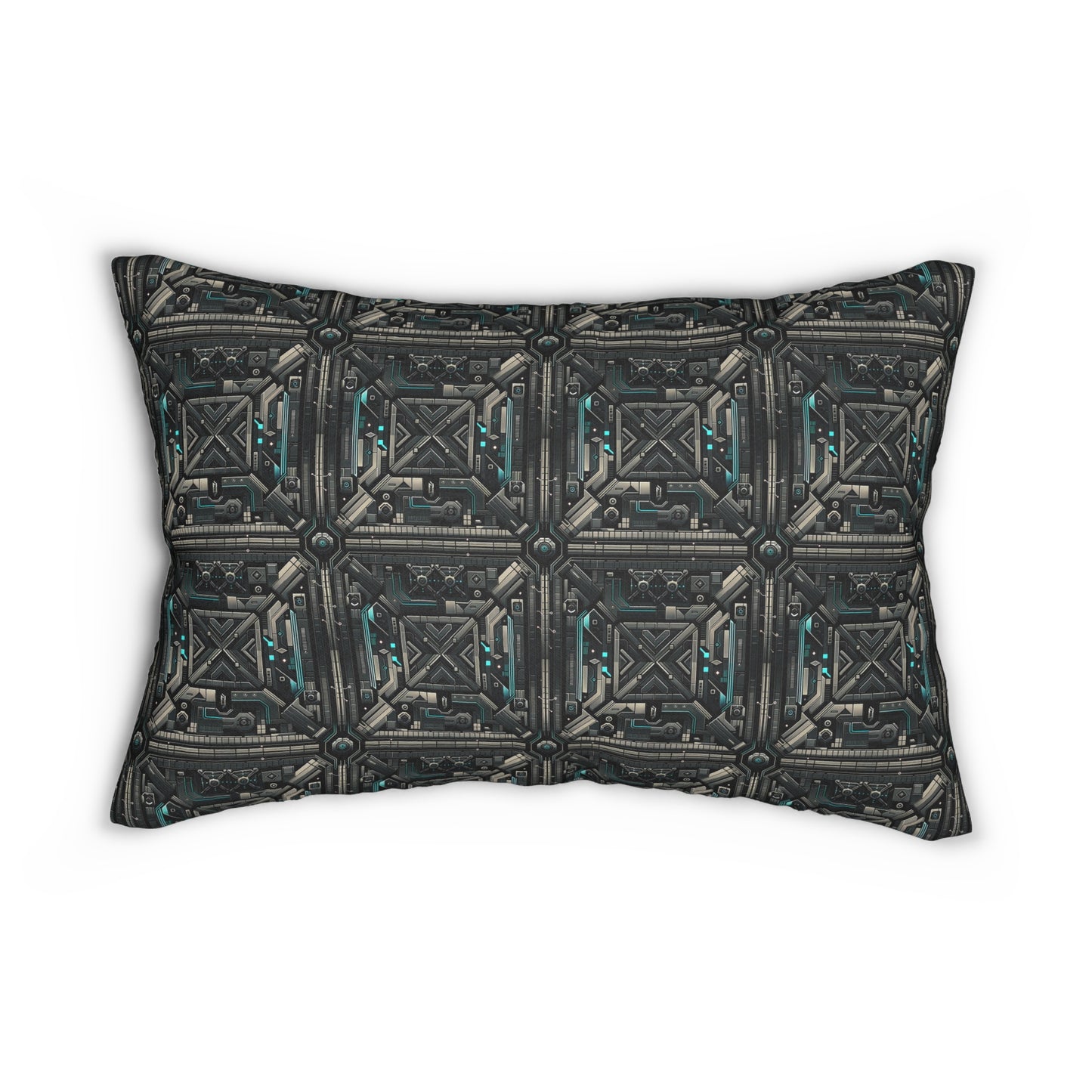 Tech Noir Futuristic Tech Aesthetic with a Dark Twist Spun Polyester Lumbar Pillow - 8404 Design-59 S