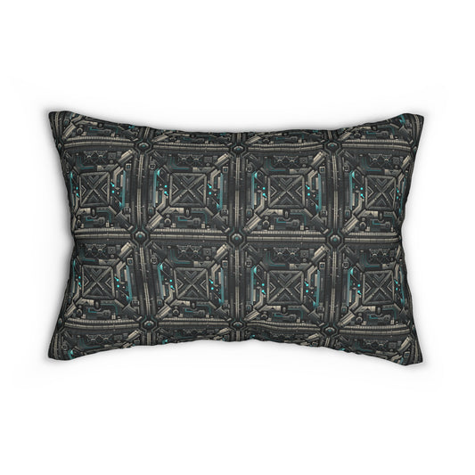 Tech Noir Futuristic Tech Aesthetic with a Dark Twist Spun Polyester Lumbar Pillow - 8404 Design-59 S