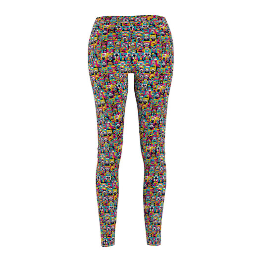 Neon Pop Playful Pop Culture Mashup Women's Cut & Sew Casual Leggings - 8404 Design-60