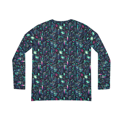 Digital Rebellion Tech-Inspired Streetwear Women's Long Sleeve V-Neck Shirt - 8404 Design-58