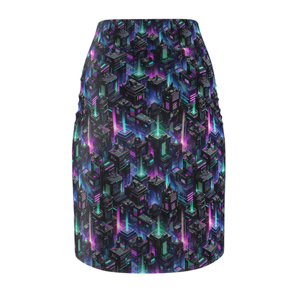 Tech Noir Graphics Futuristic Tech Aesthetics Women's Pencil Skirt - 8404 Design-55