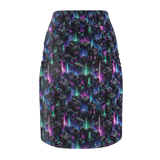 Tech Noir Graphics Futuristic Tech Aesthetics Women's Pencil Skirt - 8404 Design-55