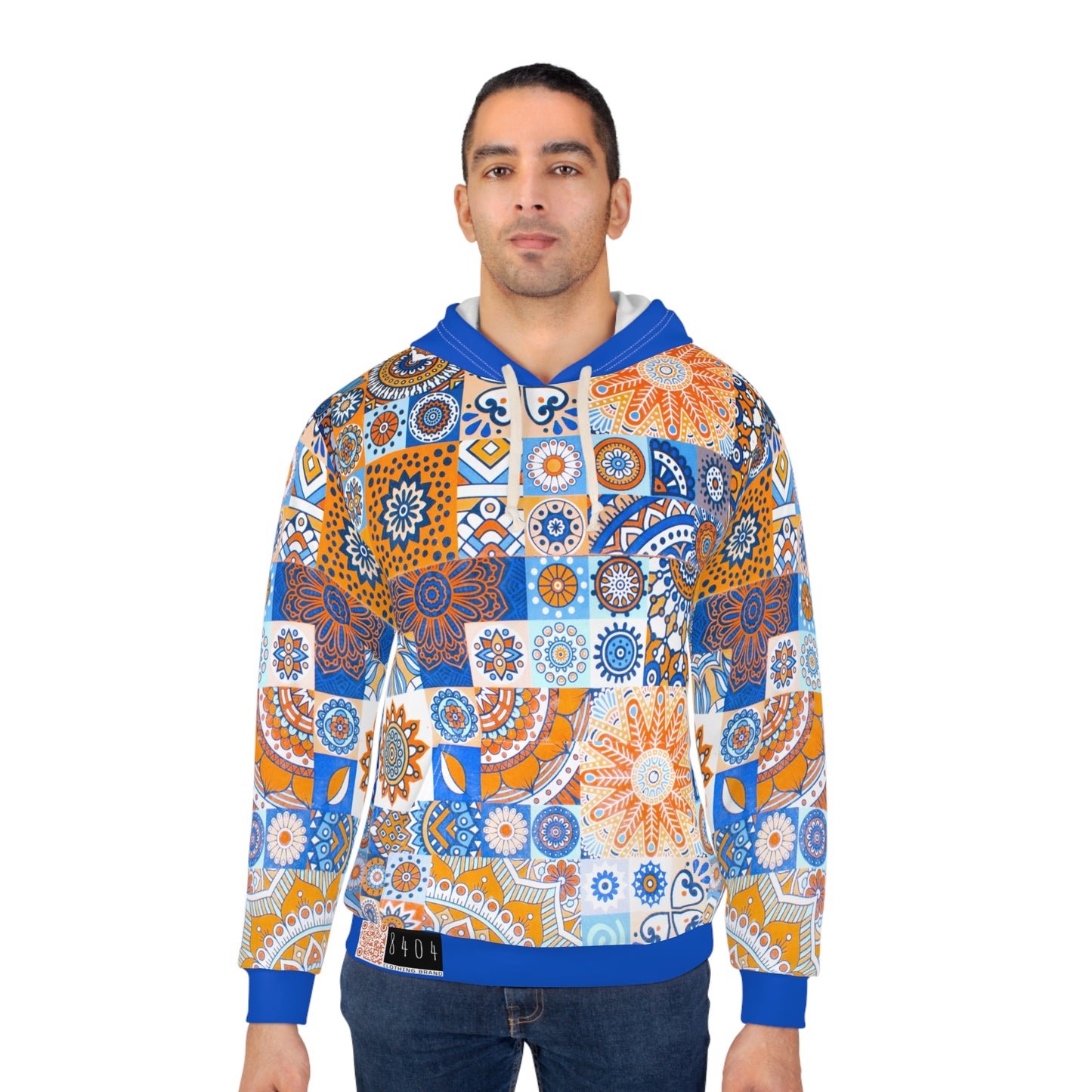 8404 Unisex Adult's "Mosaic Collage" Fashion Pullover Hoodie in Blue