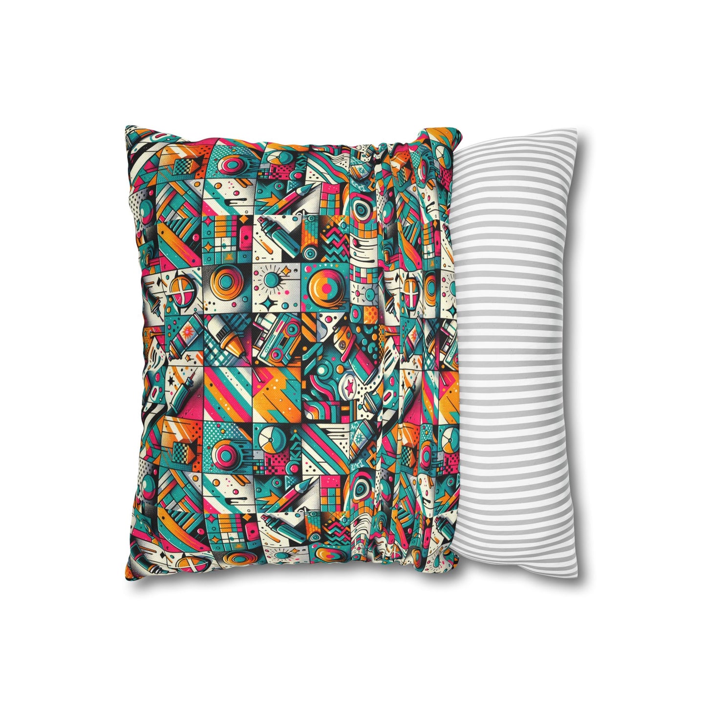 Graffiti Fusion Modern Street Art Fusion Spun Polyester Square Pillowcase - 8404 Design-58