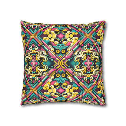 Neon Pop Art Revival Pop Culture Retro Faux Suede Square Pillowcase - 8404 Design-59