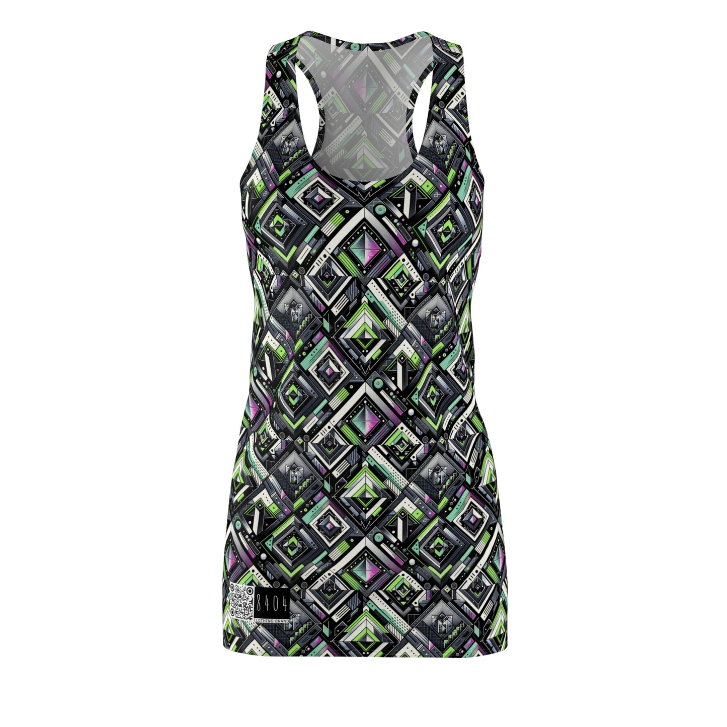 Retro Futurism Graphics Tech-Forward Streetwear Women's Cut & Sew Racerback Dress - 8404 Design-48