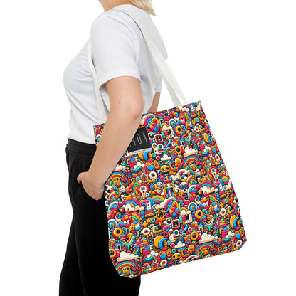 Neon Pop Playful Pop Culture Mashup Tote Bag - 8404 Design-62