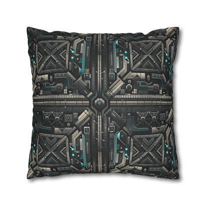 Tech Noir Futuristic Tech Aesthetic with a Dark Twist Faux Suede Square Pillowcase - 8404 Design-59